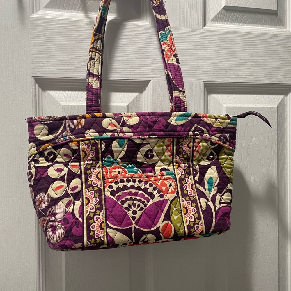Vera Bradley Quilted Mini Bag in Purple and Green